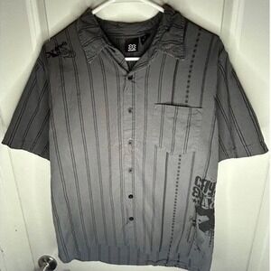 Vintage Y2k "The X Games" Grunge‎ Stripe Button Up Shirt Teen XL Fits Mens Small